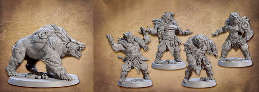 Werebear Hybrid Form - Set of 4 and 1 Bear Companion